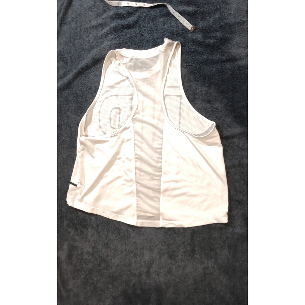 New Balance Womens White Black Logo Racerback Mesh Back Cropped Tank Top S - Picture 3 of 3